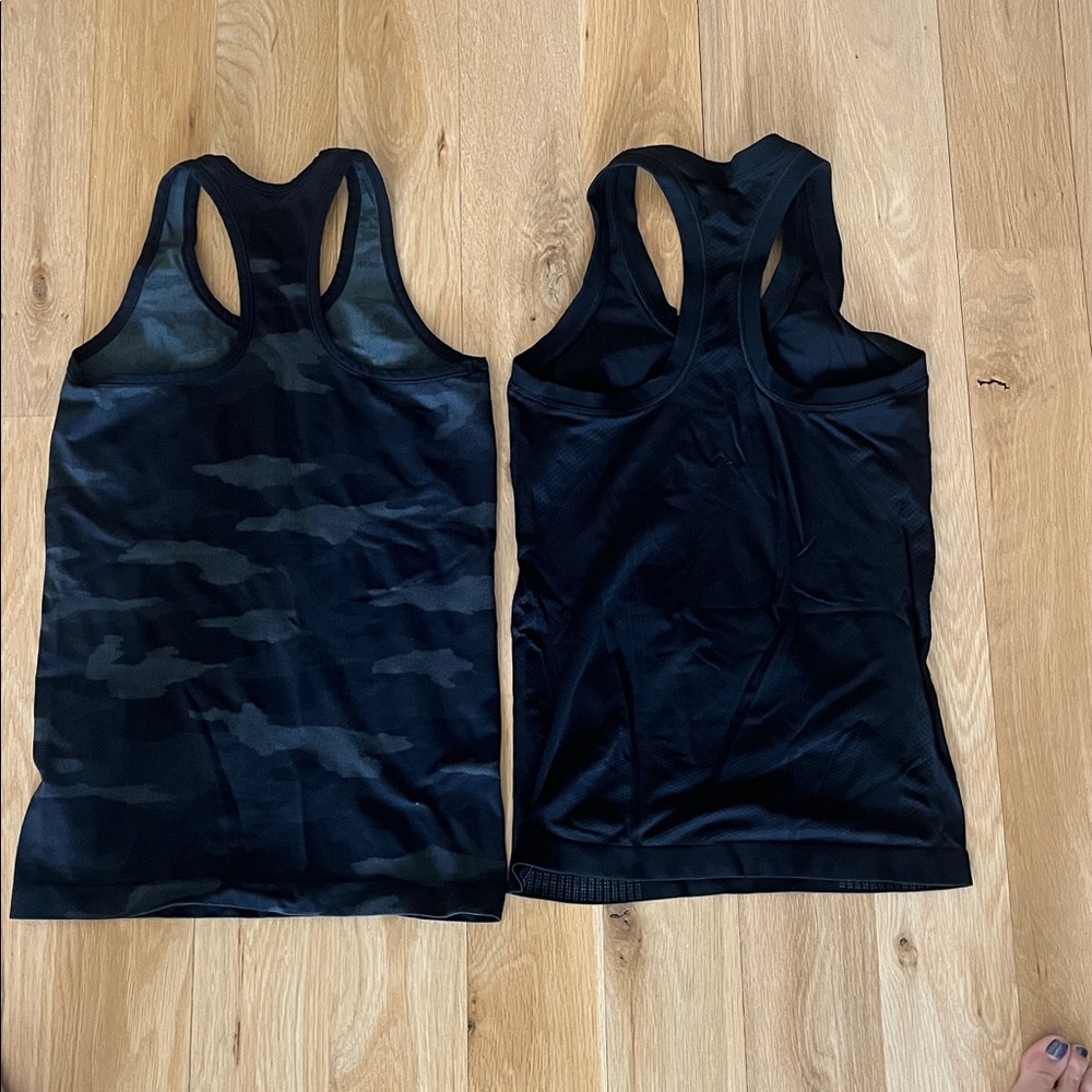 Athleta Black Racerback Workout Tanks - Solid & Subtle Camo - Picture 2 of 3